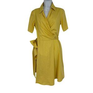 Talbots Wrap Dress With Tie Waist & Short Sleeves Collared Neckline Size 6